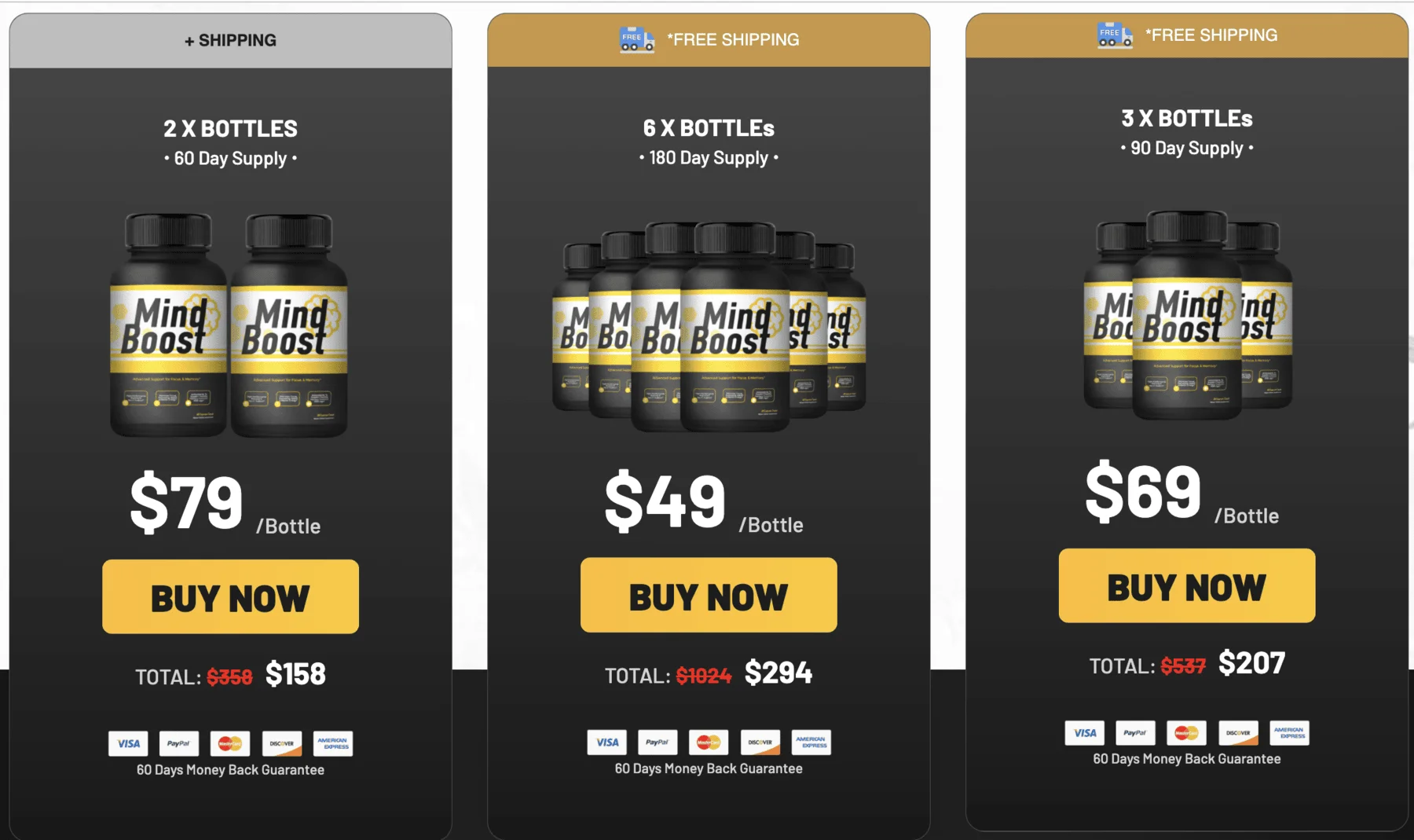 mind boost three package options